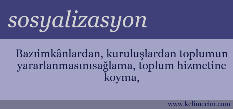 sosyalizasyon kelimesinin anlamı ne demek?