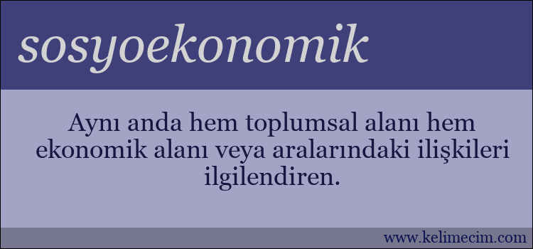 sosyoekonomik kelimesinin anlamı ne demek?