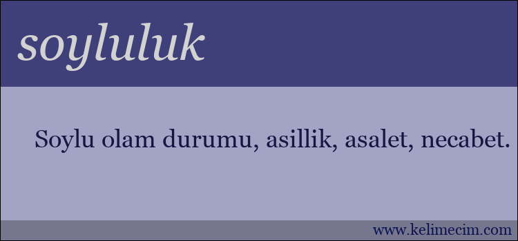 soyluluk kelimesinin anlamı ne demek?