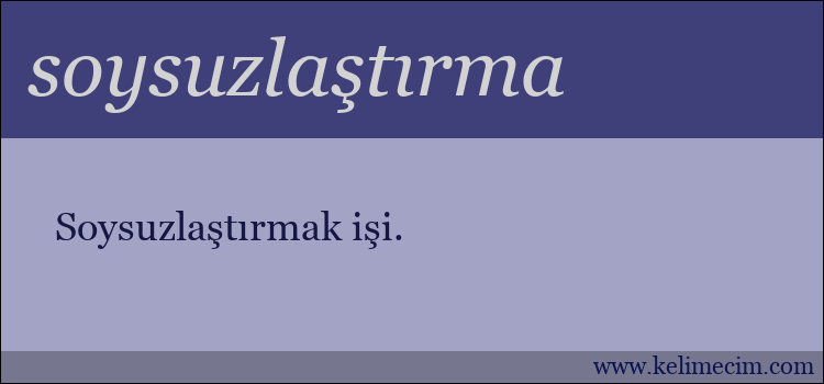 soysuzlaştırma kelimesinin anlamı ne demek?