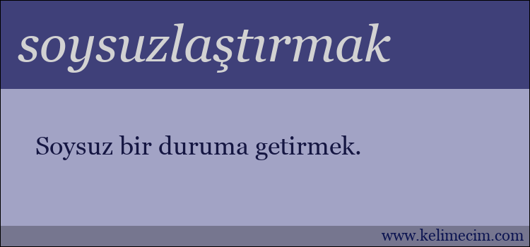 soysuzlaştırmak kelimesinin anlamı ne demek?