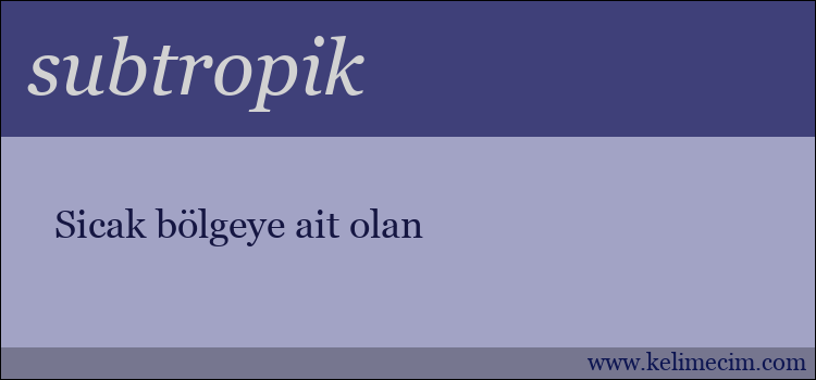 subtropik kelimesinin anlamı ne demek?