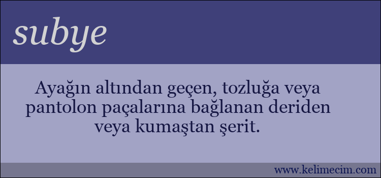 subye kelimesinin anlamı ne demek?