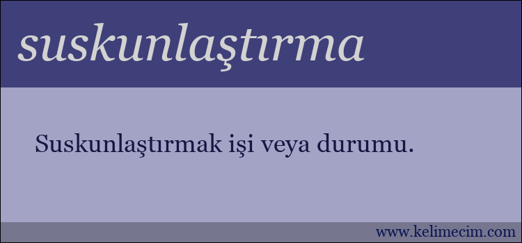 suskunlaştırma kelimesinin anlamı ne demek?