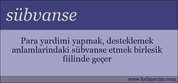 sübvanse kelimesinin anlamı ne demek?