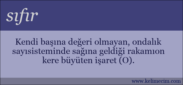 sıfır kelimesinin anlamı ne demek?