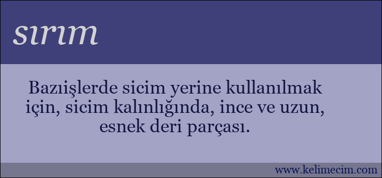 sırım kelimesinin anlamı ne demek?