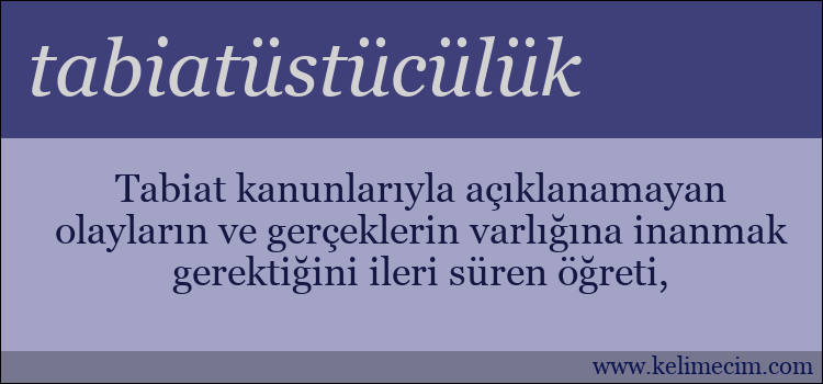 tabiatüstücülük kelimesinin anlamı ne demek?