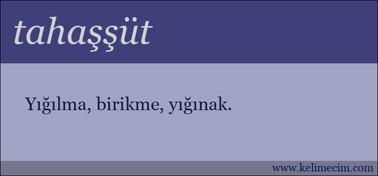 tahaşşüt kelimesinin anlamı ne demek?