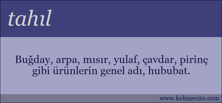 tahıl kelimesinin anlamı ne demek?