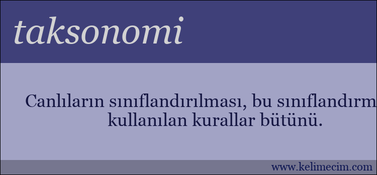 taksonomi kelimesinin anlamı ne demek?