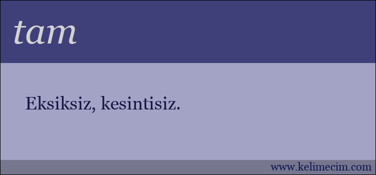 tam kelimesinin anlamı ne demek?