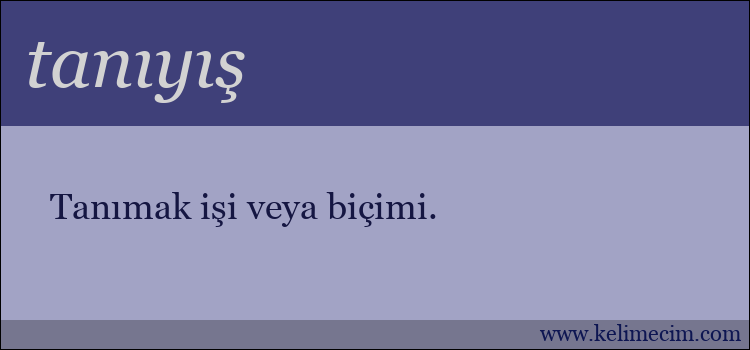 tanıyış kelimesinin anlamı ne demek?