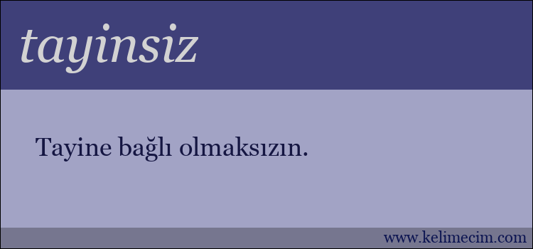 tayinsiz kelimesinin anlamı ne demek?