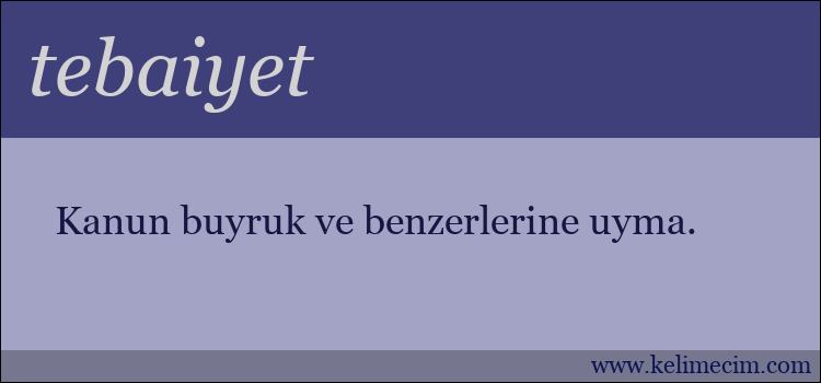 tebaiyet kelimesinin anlamı ne demek?