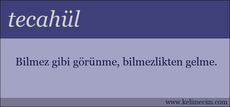 tecahül kelimesinin anlamı ne demek?