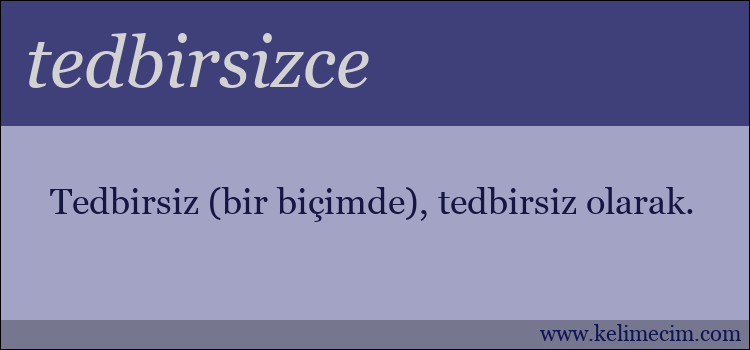 tedbirsizce kelimesinin anlamı ne demek?