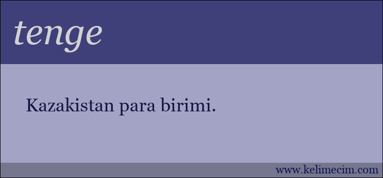 tenge kelimesinin anlamı ne demek?