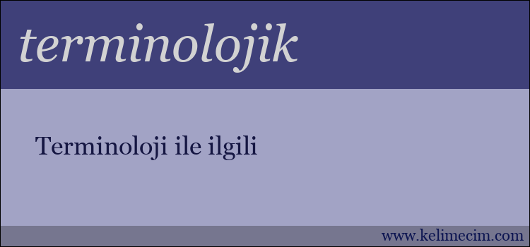 terminolojik kelimesinin anlamı ne demek?