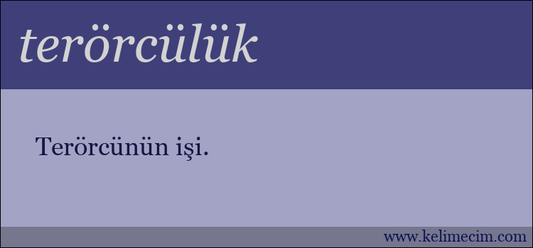 terörcülük kelimesinin anlamı ne demek?