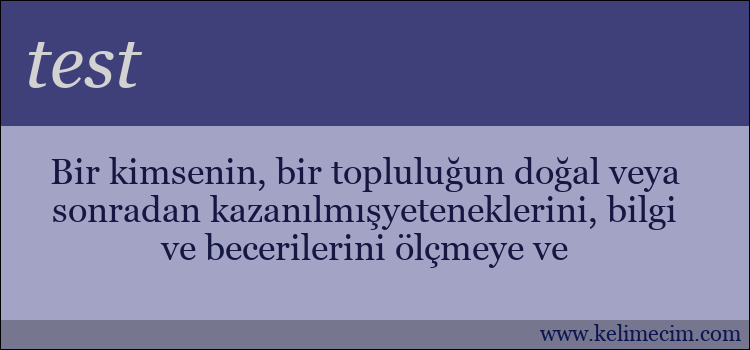 test kelimesinin anlamı ne demek?