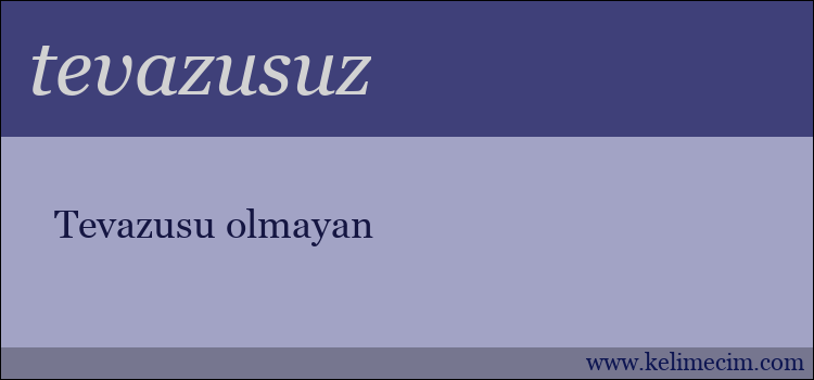 tevazusuz kelimesinin anlamı ne demek?