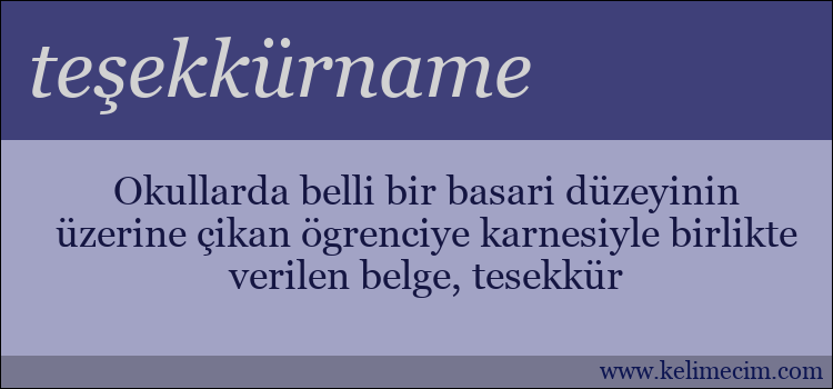 teşekkürname kelimesinin anlamı ne demek?