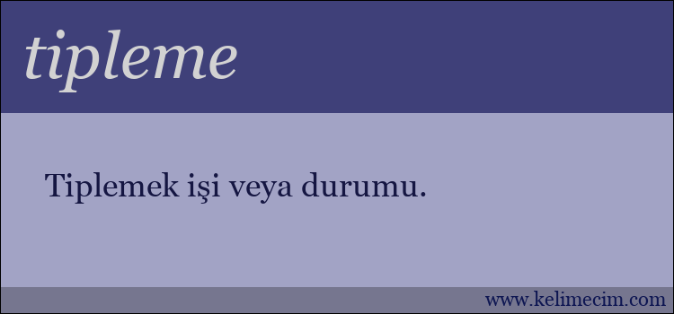 tipleme kelimesinin anlamı ne demek?