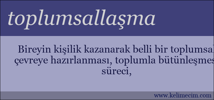 toplumsallaşma kelimesinin anlamı ne demek?