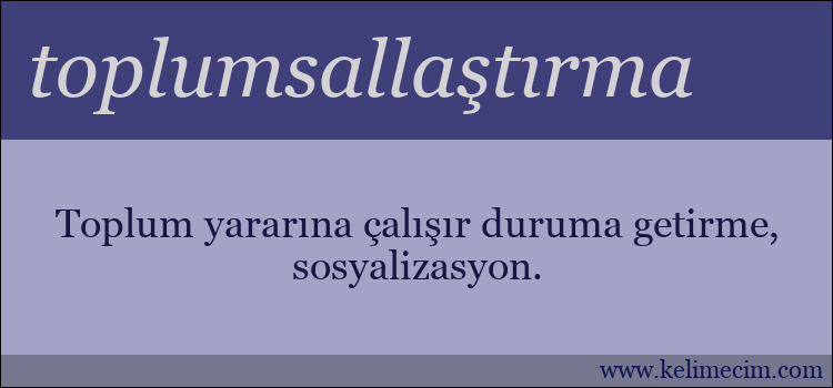 toplumsallaştırma kelimesinin anlamı ne demek?