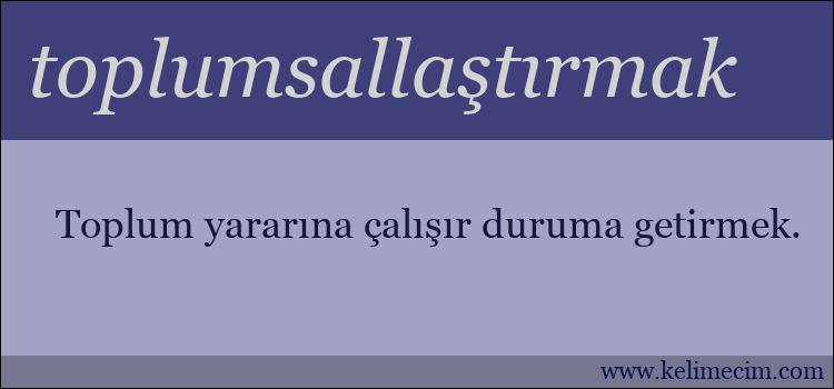 toplumsallaştırmak kelimesinin anlamı ne demek?