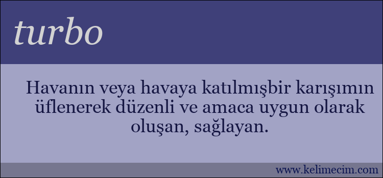 turbo kelimesinin anlamı ne demek?