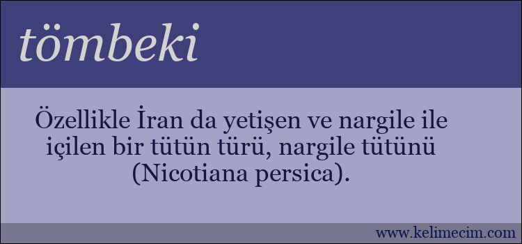 tömbeki kelimesinin anlamı ne demek?