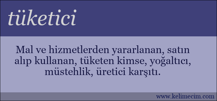 tüketici kelimesinin anlamı ne demek?