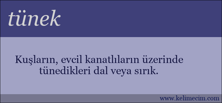 tünek kelimesinin anlamı ne demek?