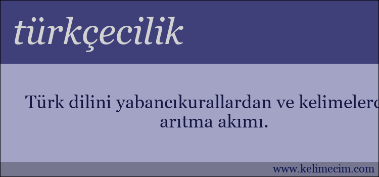 türkçecilik kelimesinin anlamı ne demek?