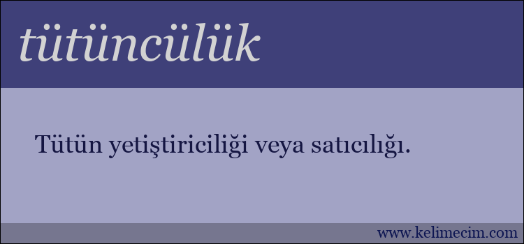 tütüncülük kelimesinin anlamı ne demek?