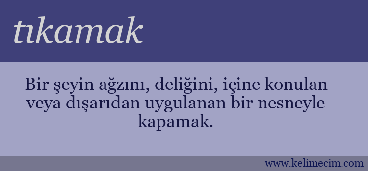 tıkamak kelimesinin anlamı ne demek?