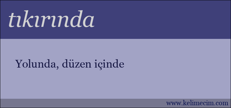 tıkırında kelimesinin anlamı ne demek?