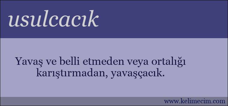 usulcacık kelimesinin anlamı ne demek?