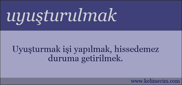 uyuşturulmak kelimesinin anlamı ne demek?