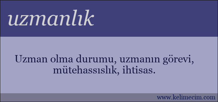 uzmanlık kelimesinin anlamı ne demek?