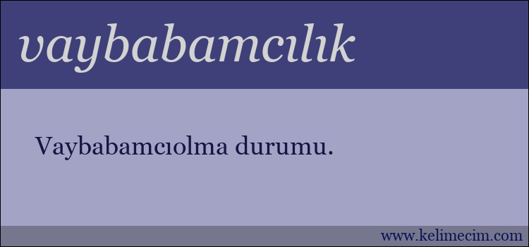 vaybabamcılık kelimesinin anlamı ne demek?