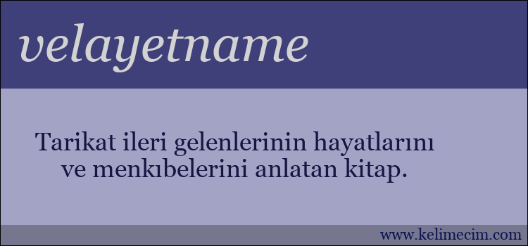 velayetname kelimesinin anlamı ne demek?