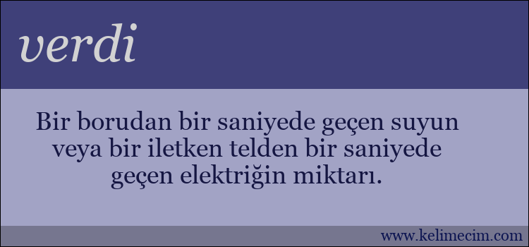 verdi kelimesinin anlamı ne demek?