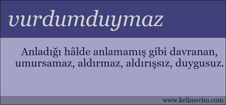 vurdumduymaz kelimesinin anlamı ne demek?