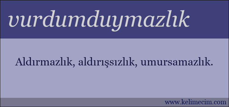 vurdumduymazlık kelimesinin anlamı ne demek?