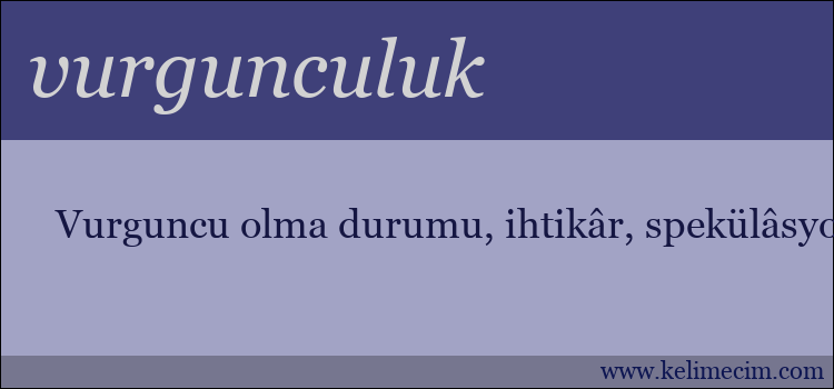 vurgunculuk kelimesinin anlamı ne demek?