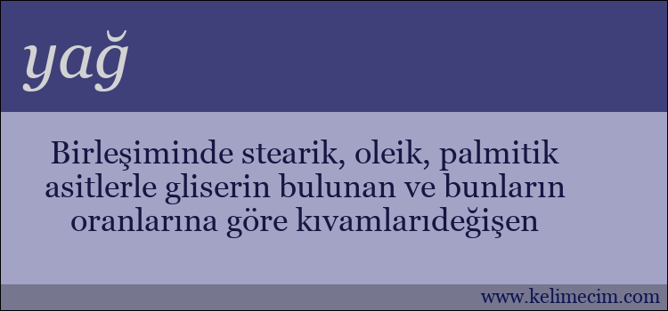 yağ kelimesinin anlamı ne demek?