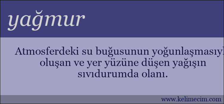 yağmur kelimesinin anlamı ne demek?